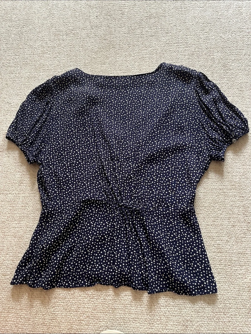 J. Crew Navy Button-Front Star Print Blouse